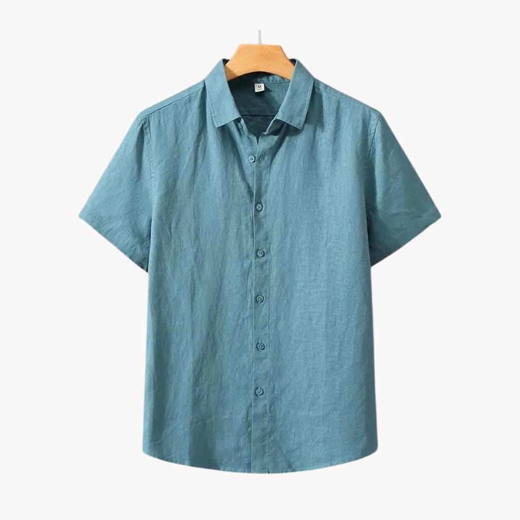 Chemise en lin homme à manches courtes, légère et décontractée 0