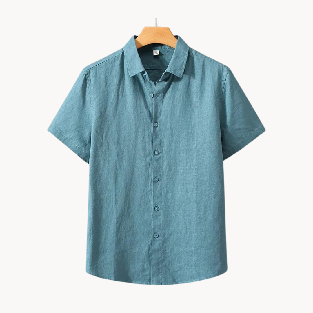 Chemise en lin homme à manches courtes, légère et décontractée 0