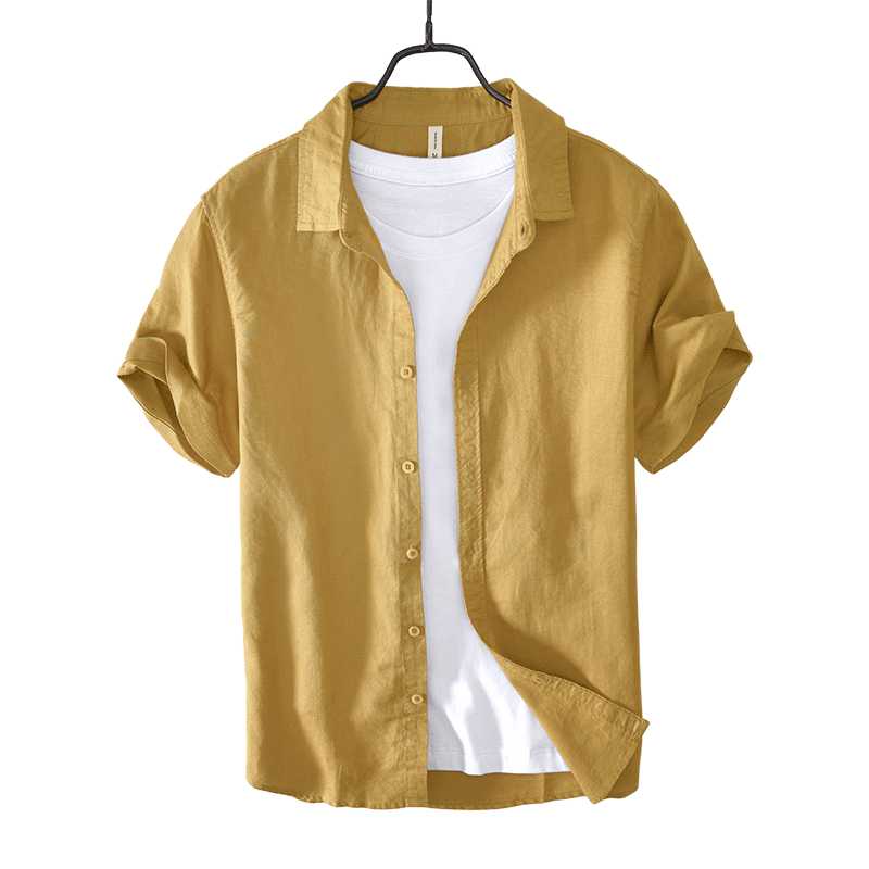 Chemise en lin homme à manches courtes décontractée et légère 1