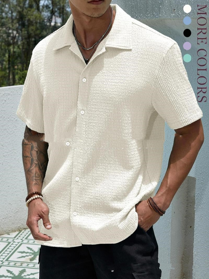 Chemise en lin homme à manches courtes élégante 0