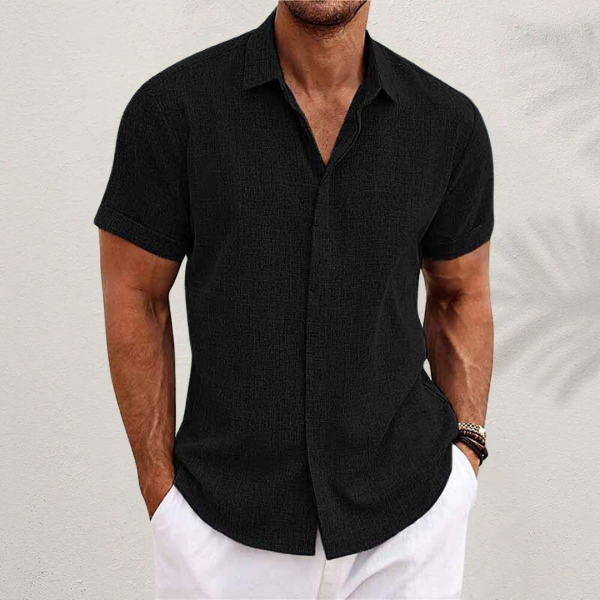 Chemise en lin homme à manches courtes élégante 2
