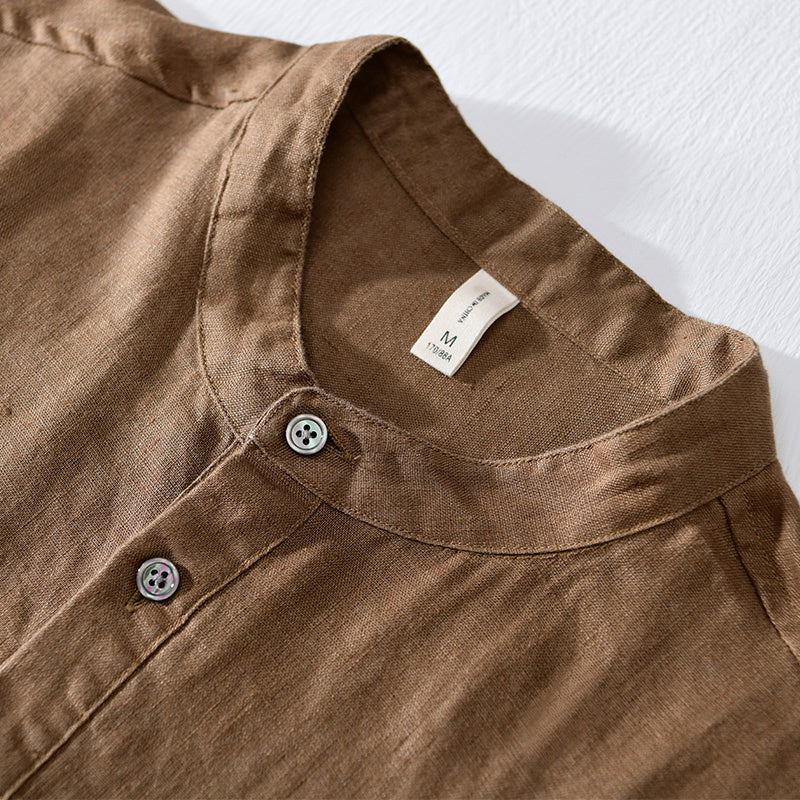 Chemise en lin homme à manches courtes élégante pour l'été 1
