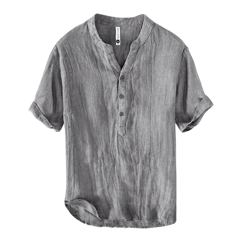 Chemise en lin homme à manches courtes légère pour l'été 0