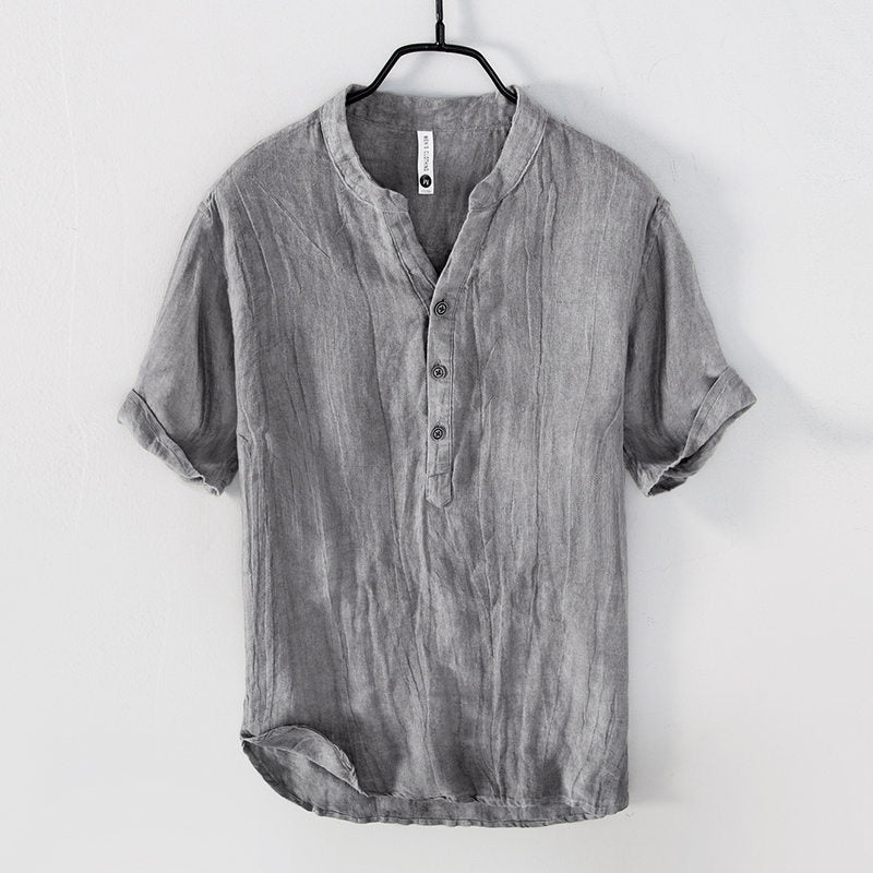 Chemise en lin homme à manches courtes légère pour l'été 1