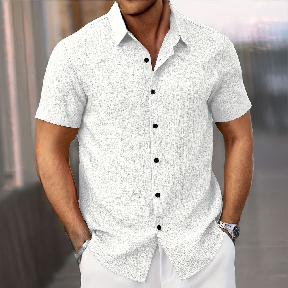 Chemise en lin homme à manches courtes pour temps chaud 0