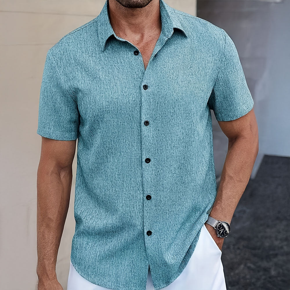 Chemise en lin homme à manches courtes pour temps chaud 1