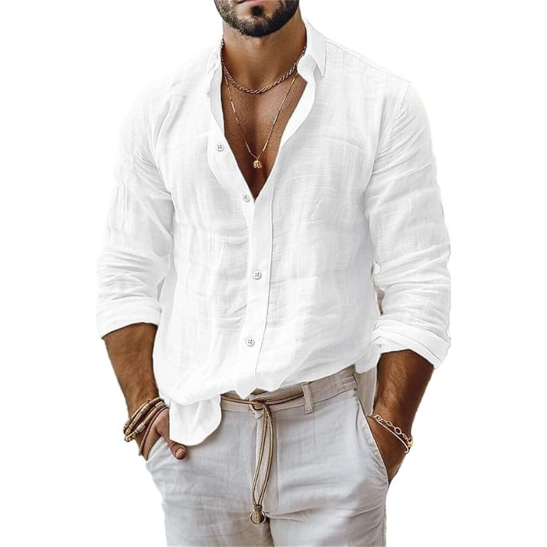 Chemise en lin homme ajustée légère pour l'été 1