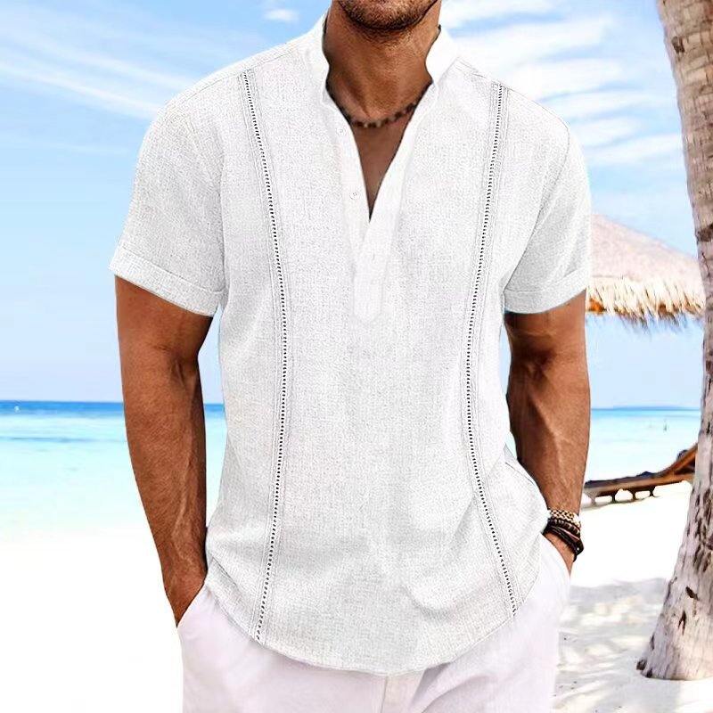 Chemise en lin homme classique élégante coupe ajustée 0