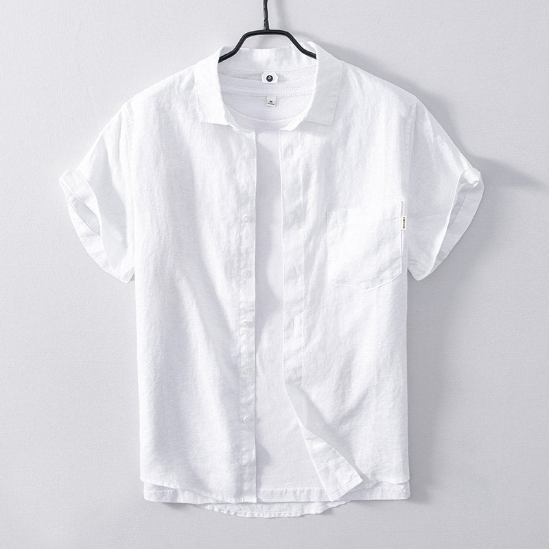 Chemise en lin homme décontractée à manches courtes 1