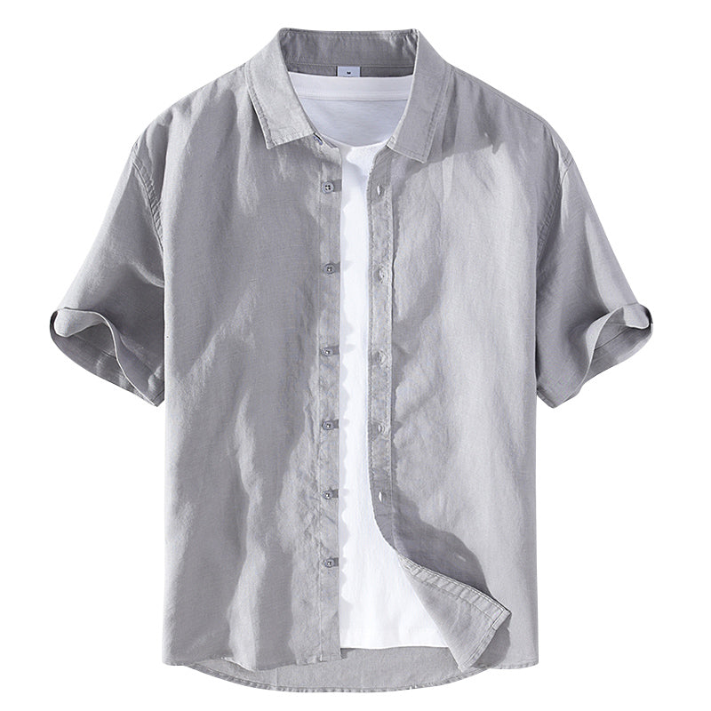 Chemise en lin homme décontractée à manches courtes 11