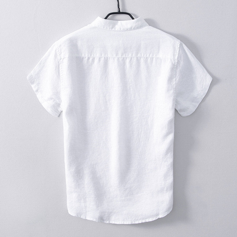 Chemise en lin homme décontractée à manches courtes 2