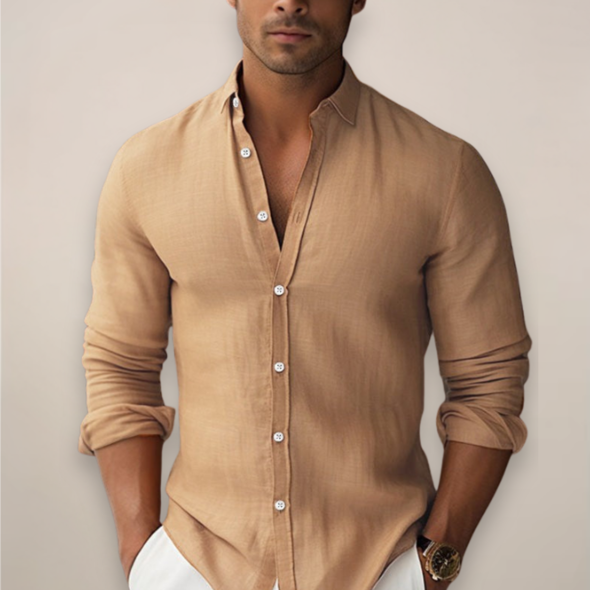 Chemise en lin homme décontractée à manches courtes 3