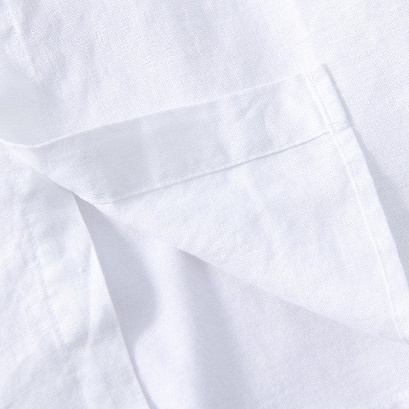 Chemise en lin homme décontractée à manches courtes 4