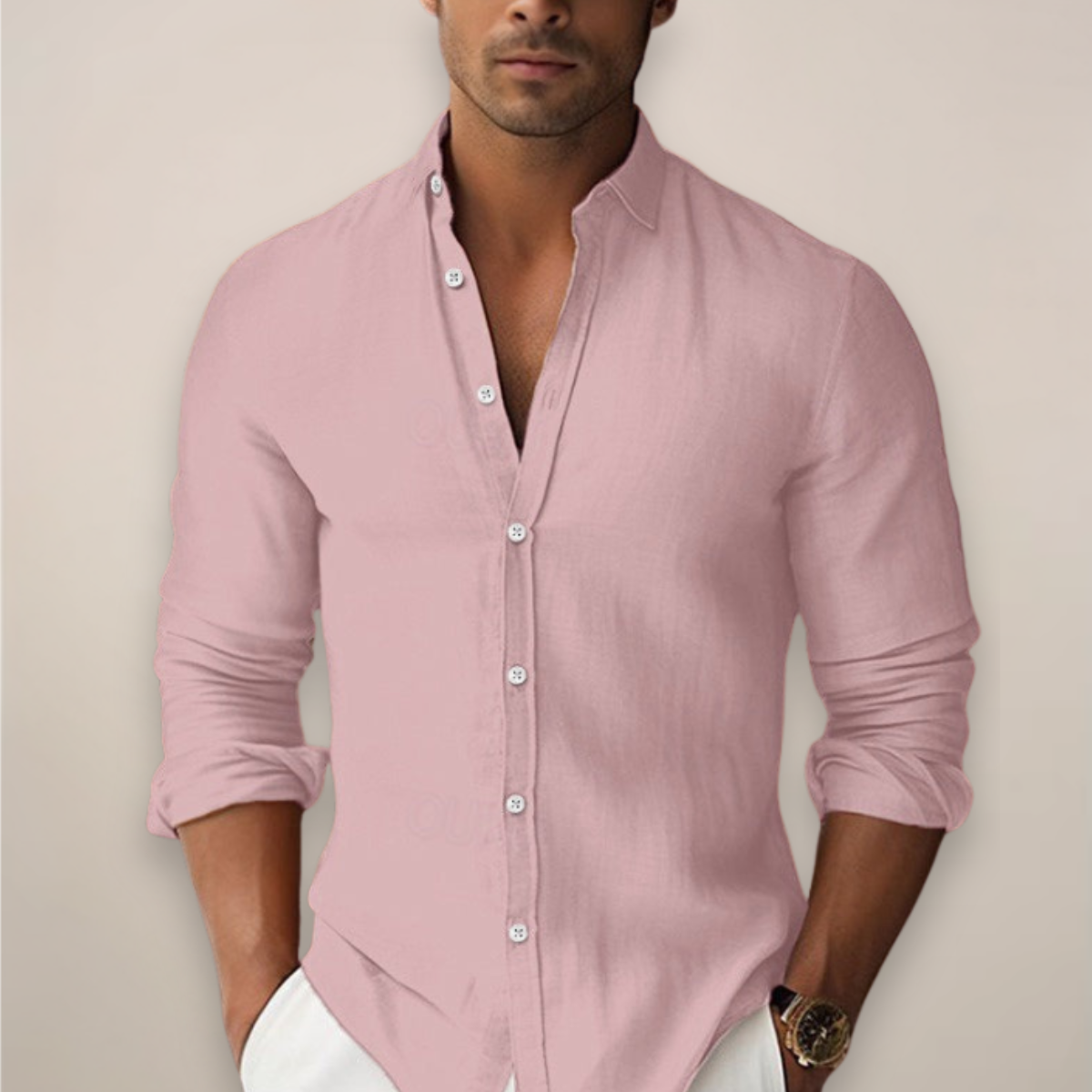 Chemise en lin homme décontractée à manches courtes 4