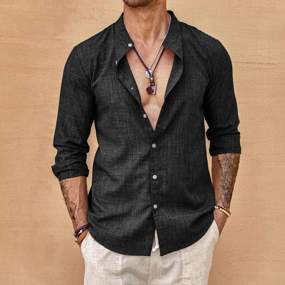 Chemise en lin homme décontractée avec col classique 5