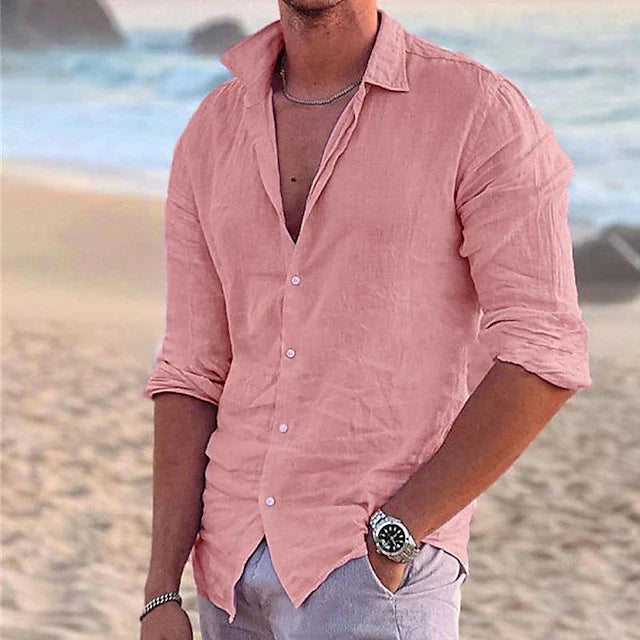 Chemise en lin homme décontractée coupe confortable 1