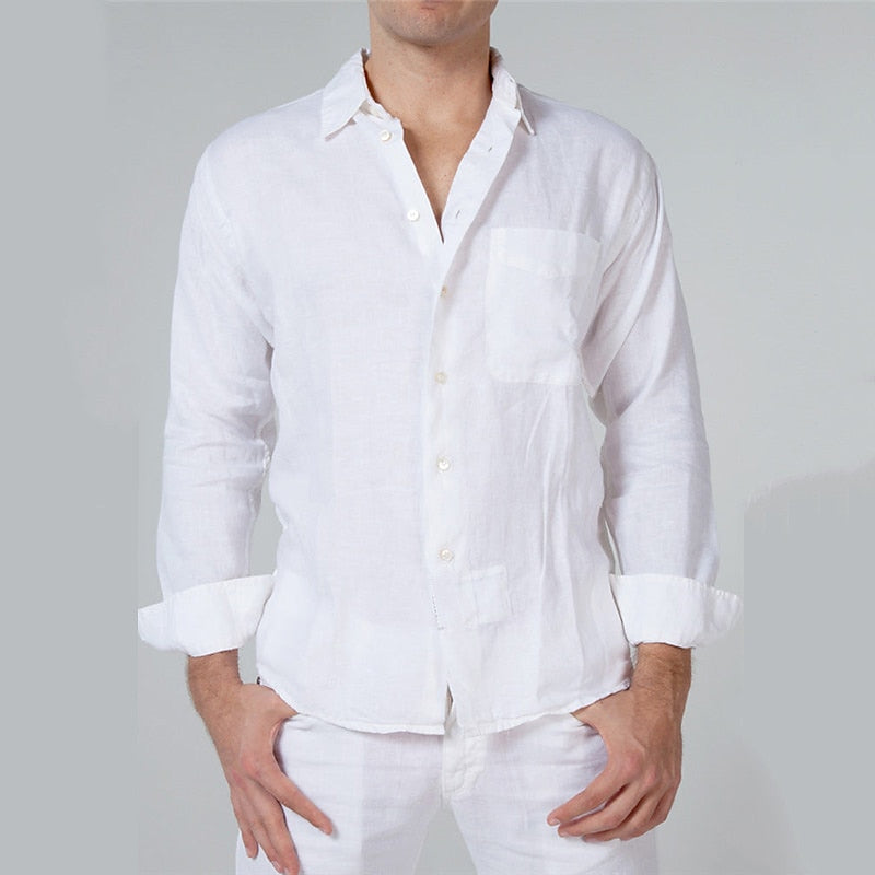 Chemise en lin homme décontractée en tissu ultra-doux 0