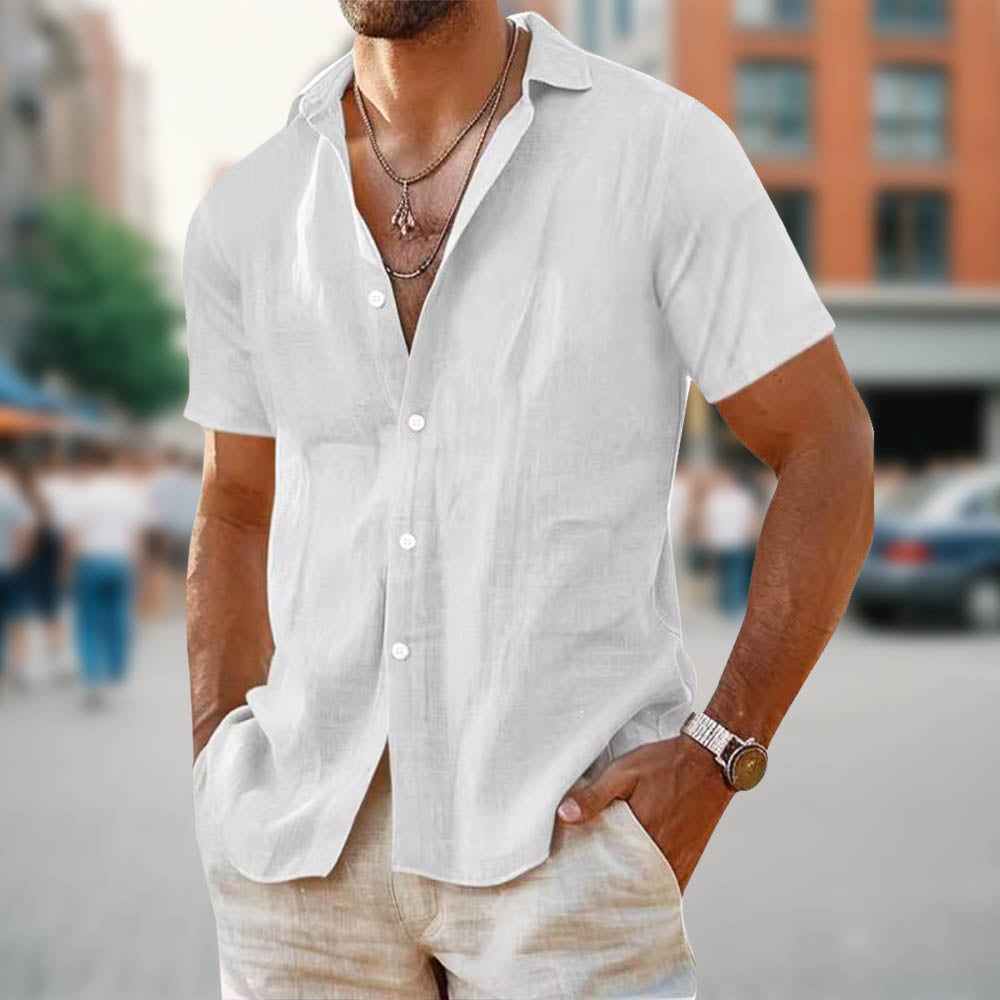 Chemise en lin homme décontractée et confortable 0