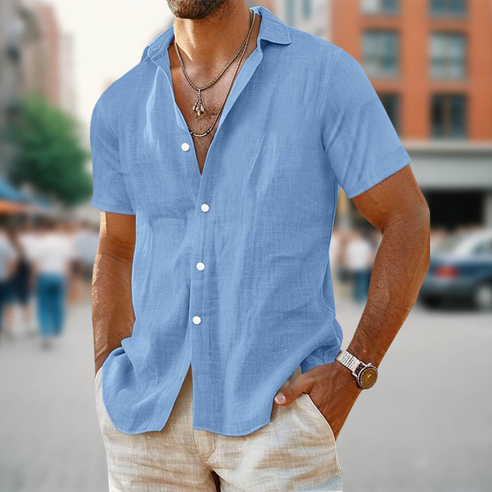 Chemise en lin homme décontractée et confortable 1