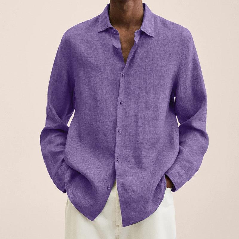 Chemise en lin homme élégante à col classique, coupe ajustée 8