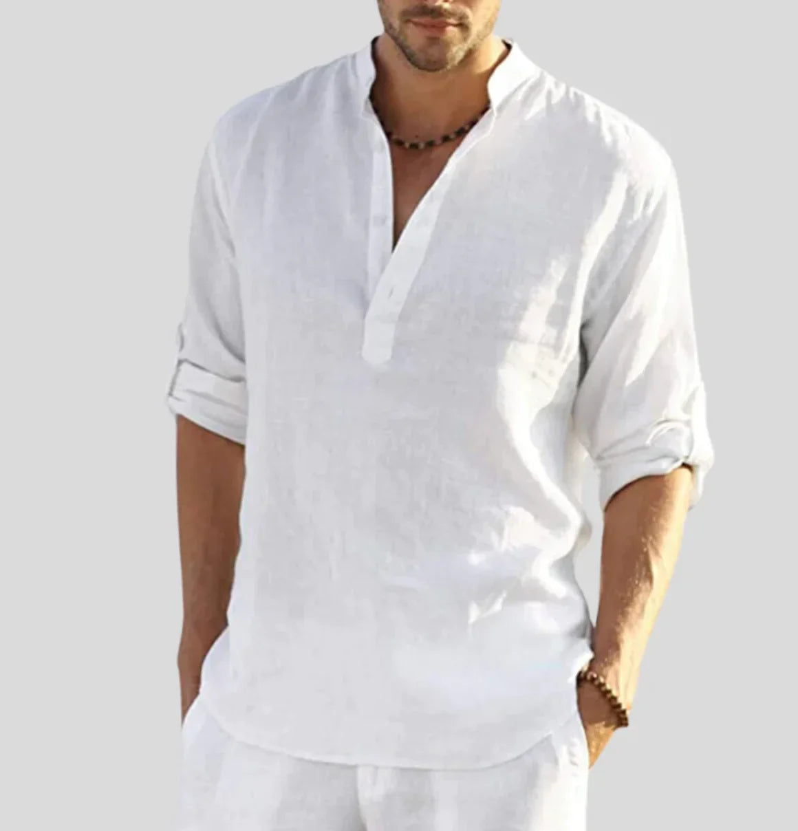 Chemise en lin homme élégante avec col classique 0