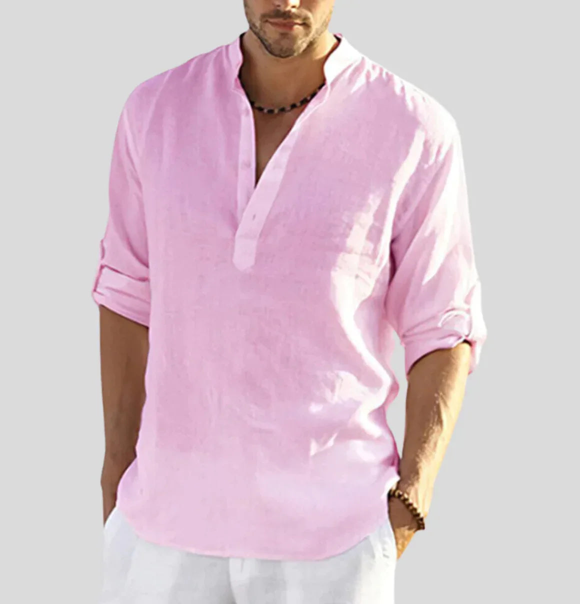 Chemise en lin homme élégante avec col classique 1