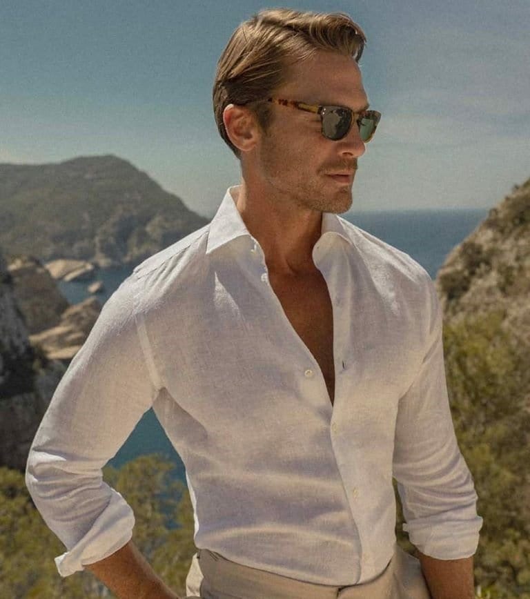 Chemise en lin homme élégante avec col classique 1