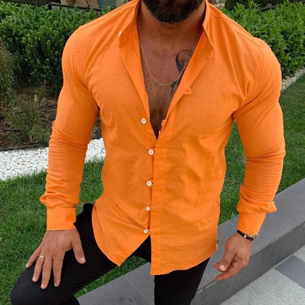 Chemise en lin homme élégante avec col classique 1