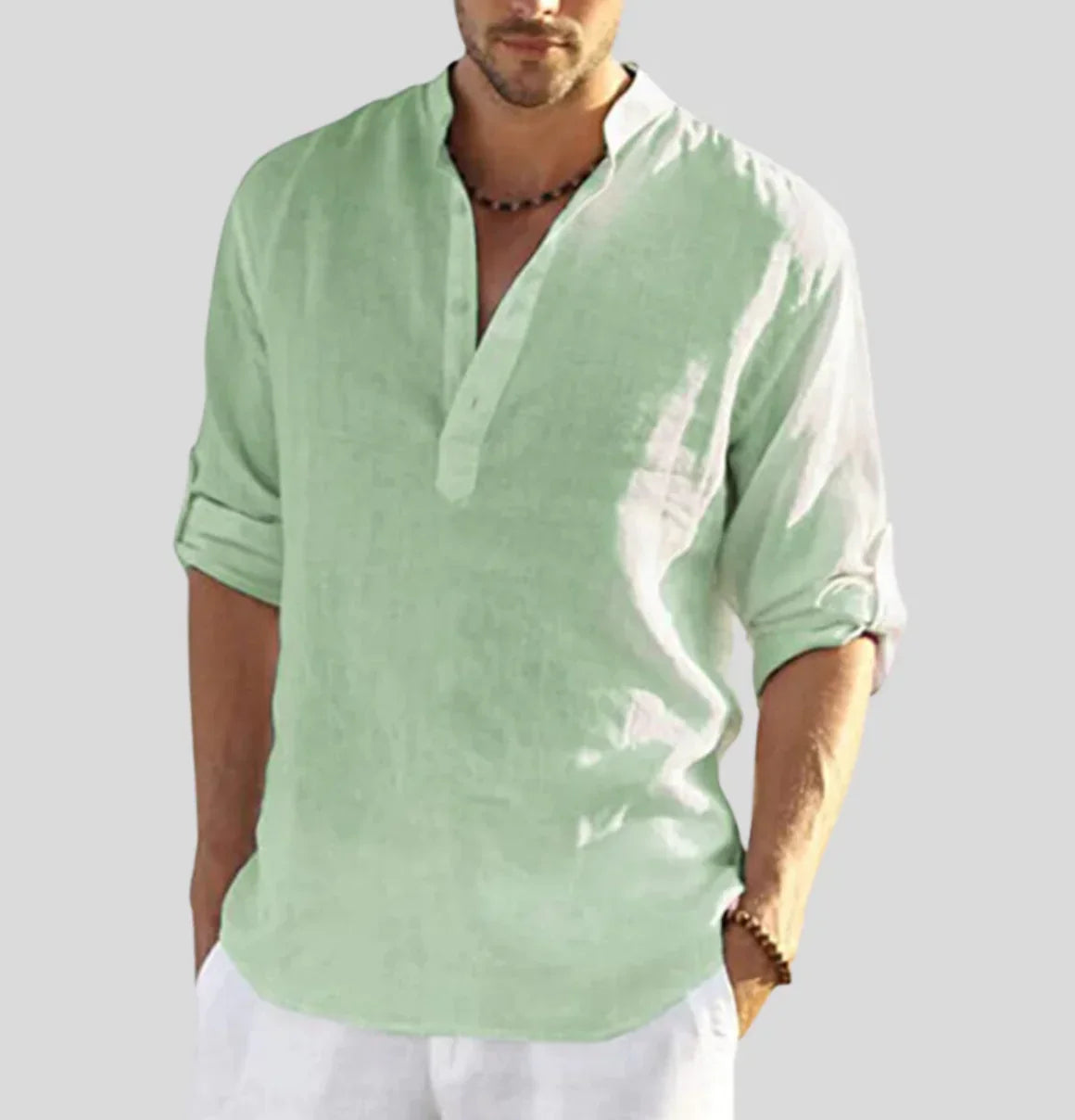 Chemise en lin homme élégante avec col classique 2