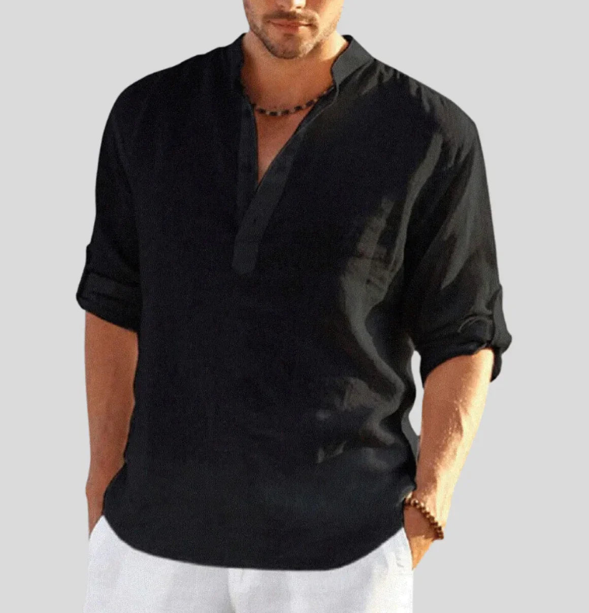Chemise en lin homme élégante avec col classique 4