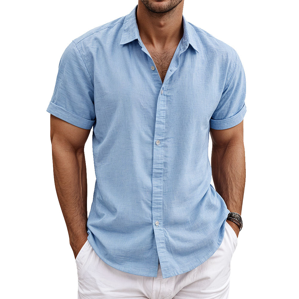 Chemise en lin homme élégante et respirante 0