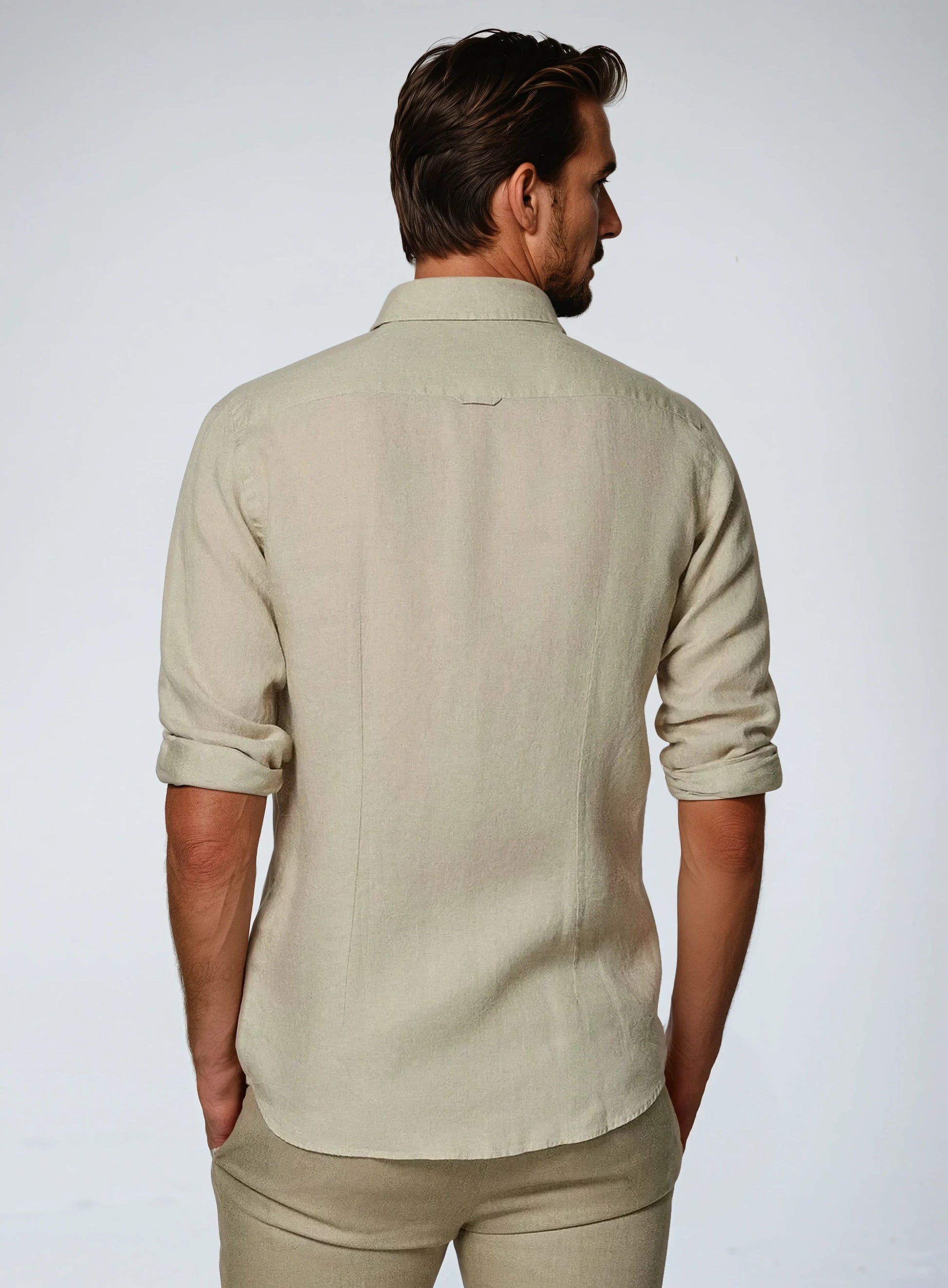 Chemise lin khaki 2