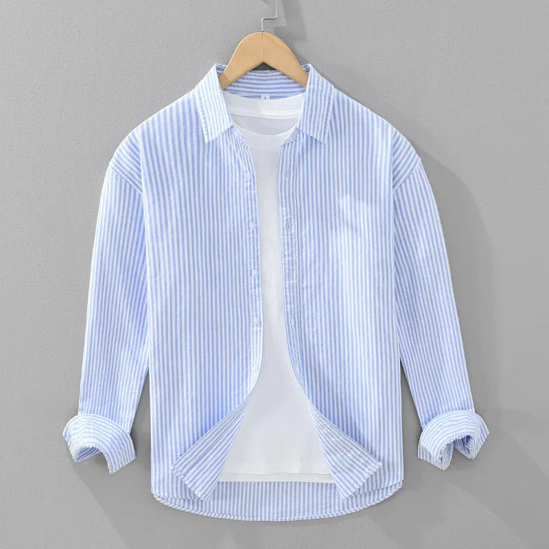 Chemise en lin rayée homme légère et élégante 0