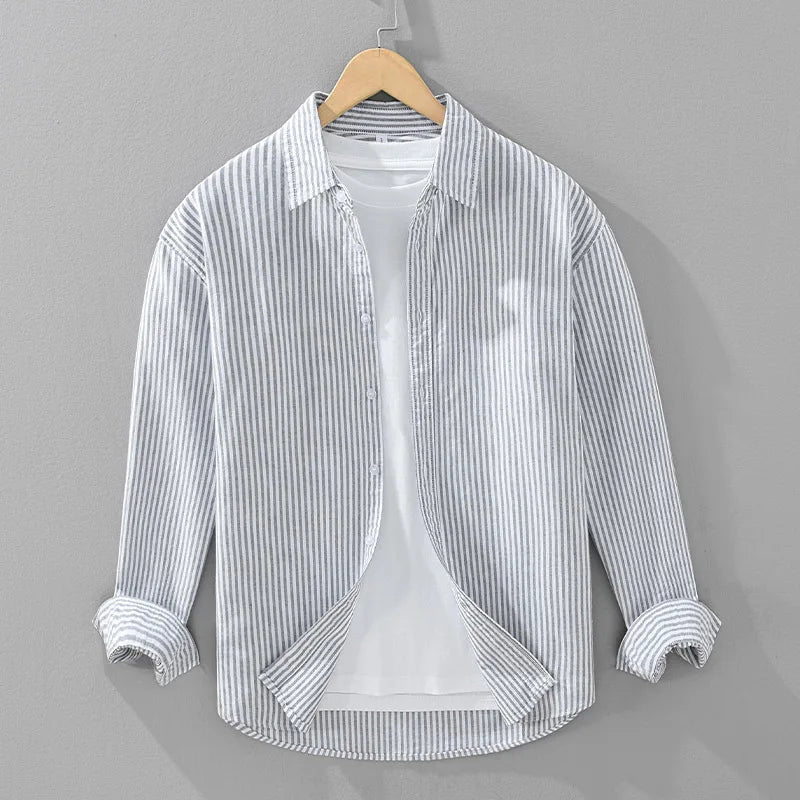 Chemise en lin rayée homme légère et élégante 1