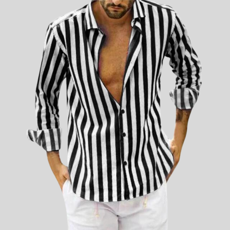 Chemise en lin rayée homme pour sorties décontractées 3