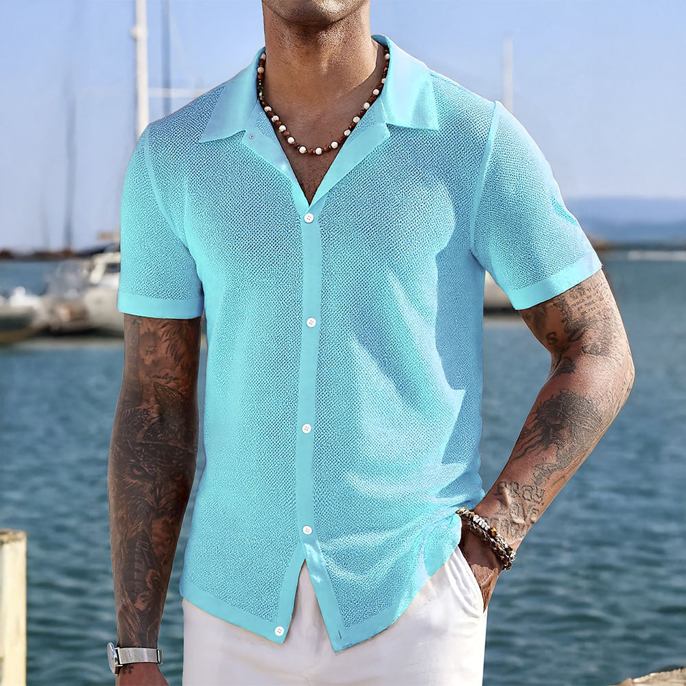Chemise en maille homme avec col en soie élégante 0