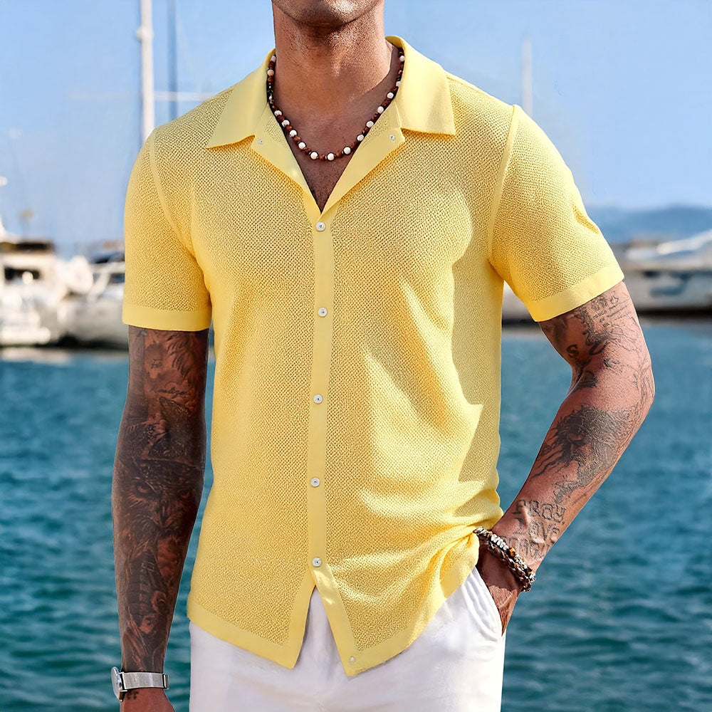 Chemise en maille homme avec col en soie élégante 1