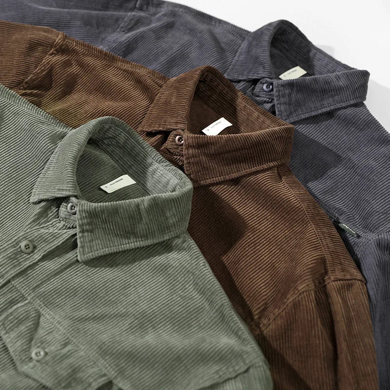 Chemise en velours côtelé homme 100% coton classique 1