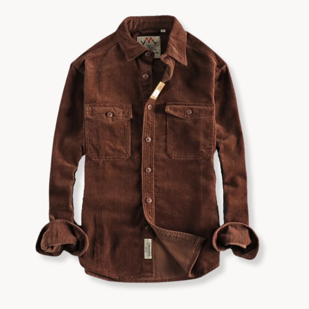 Chemise en velours côtelé homme à manches longues en coton 1