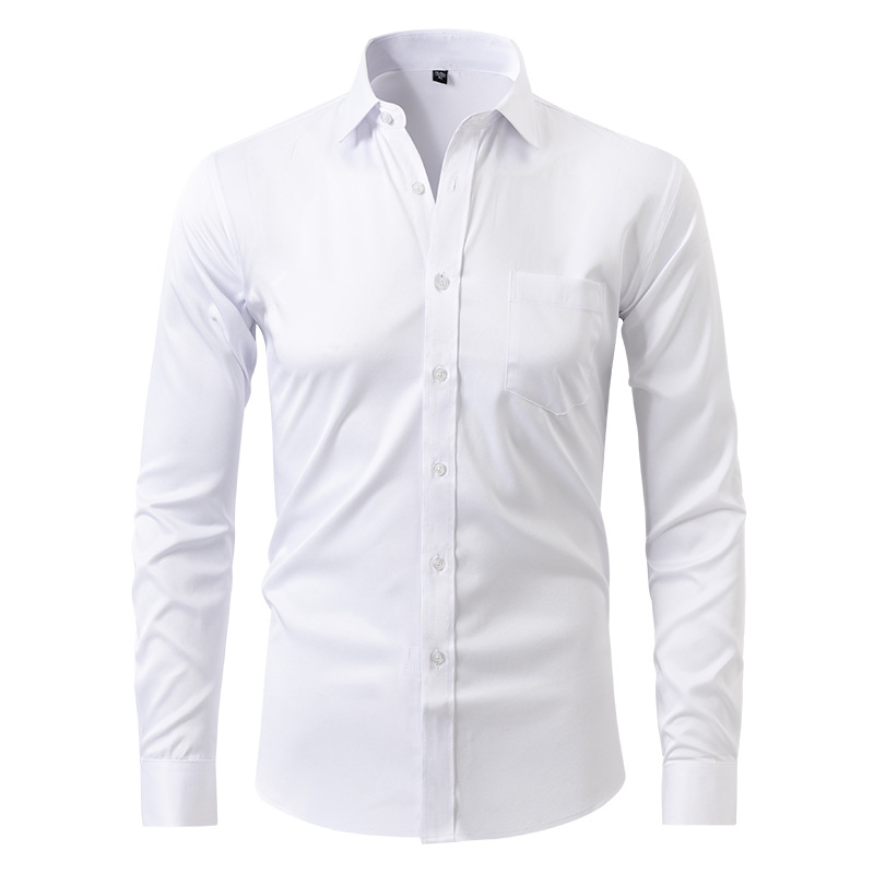 Chemise habillée ajustée en coton pour homme à manches longues 1