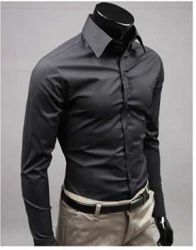 Chemise habillée en coton pour homme, coupe classique élégante 1