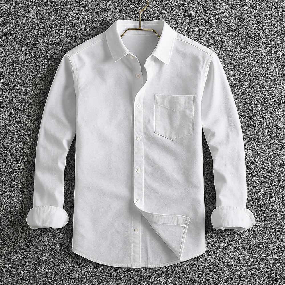 Chemise habillée en tissu biologique pour homme, col boutonné 0