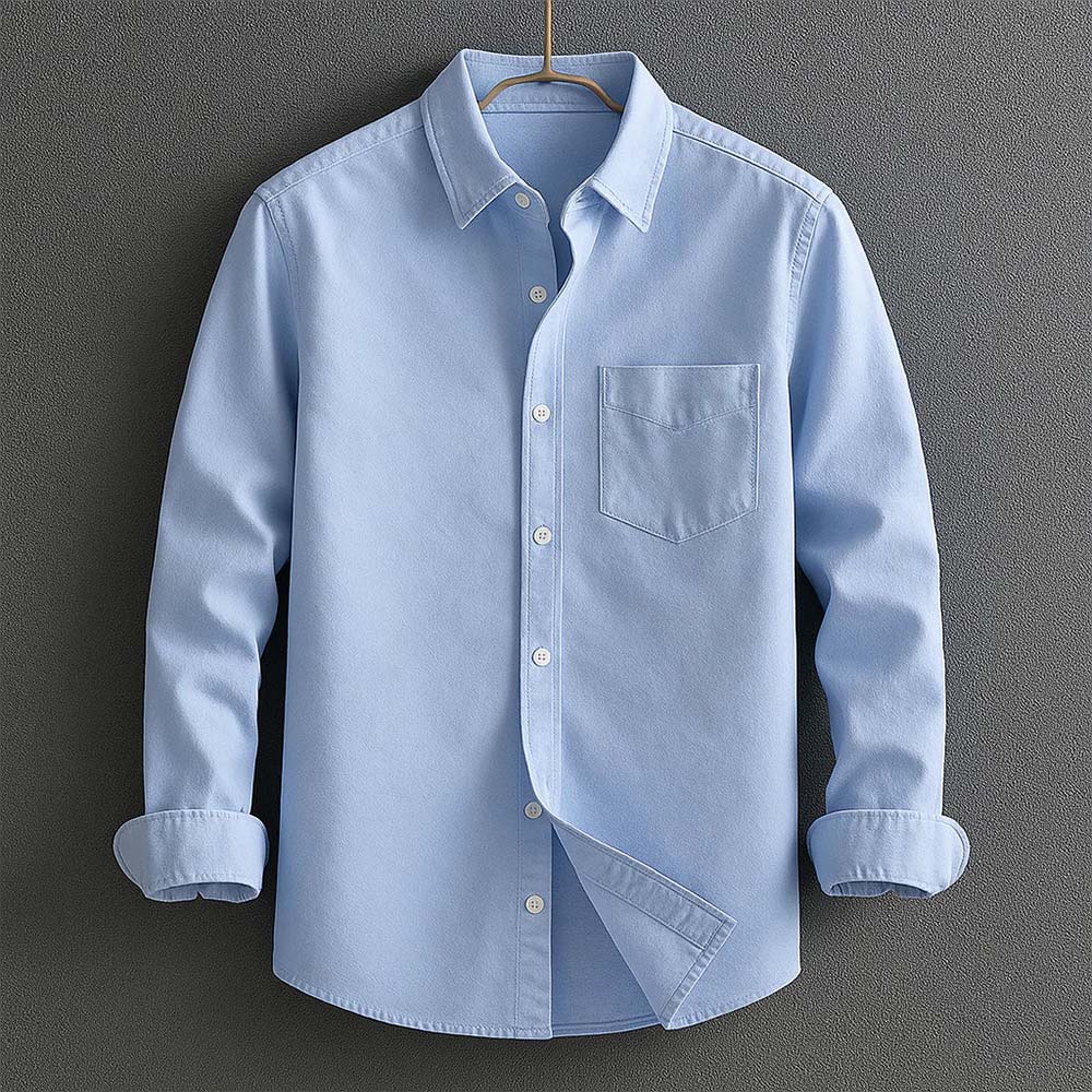 Chemise habillée en tissu biologique pour homme, col boutonné 1