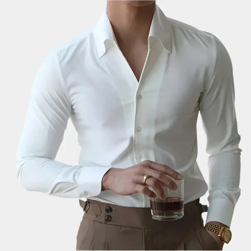 Chemise habillée homme ajustée en tissu élégant 0