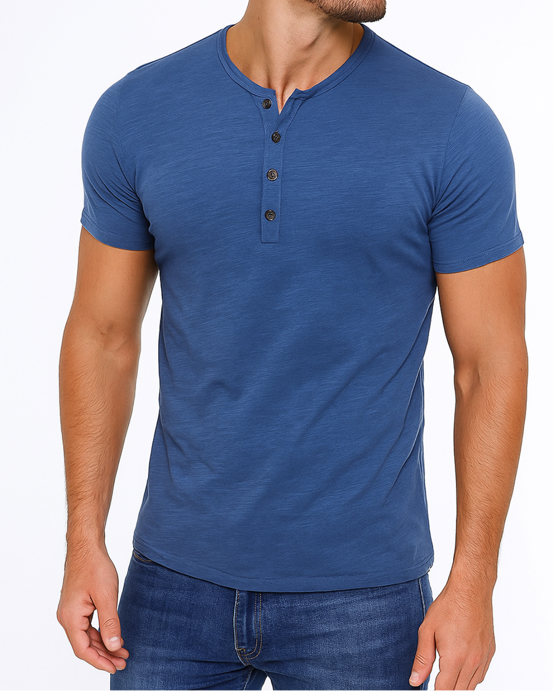 Chemise manche courte homme en coton avec col à boutons 4