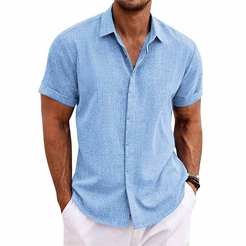 Chemise manche courte homme en coton décontractée élégante 0