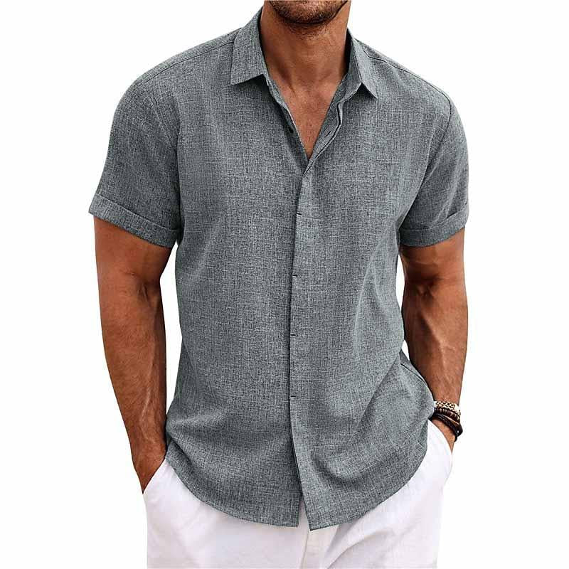 Chemise manche courte homme en coton décontractée élégante 1
