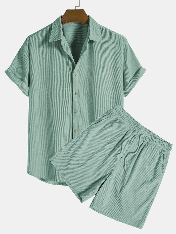 Ensemble d'été homme en velours côtelé, chemise et short 3