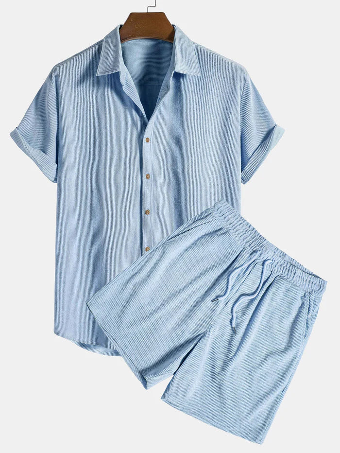 Ensemble d'été homme en velours côtelé, chemise et short 4