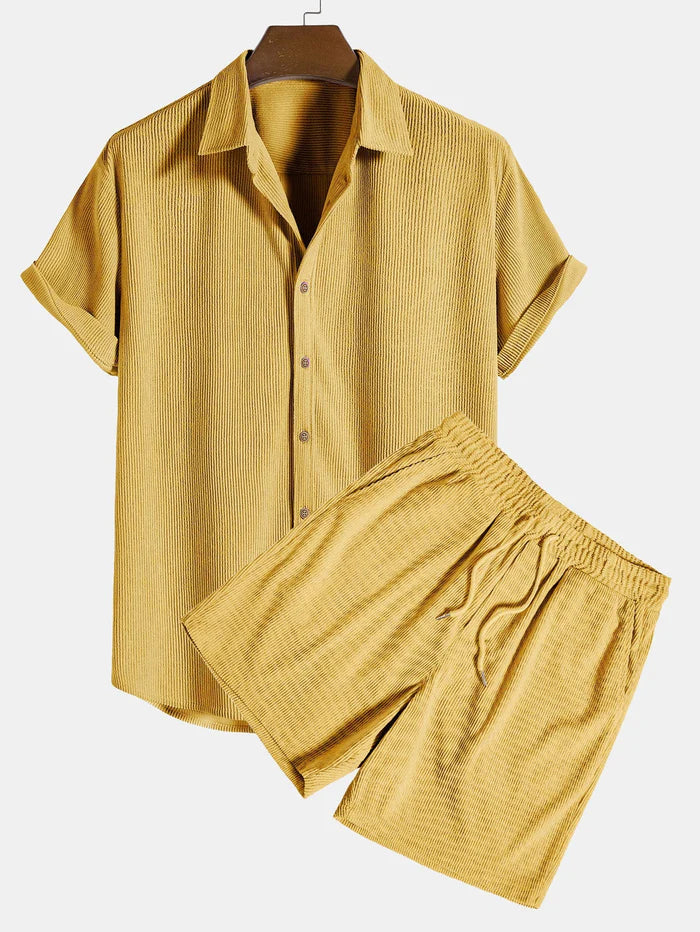 Ensemble d'été homme en velours côtelé, chemise et short 5
